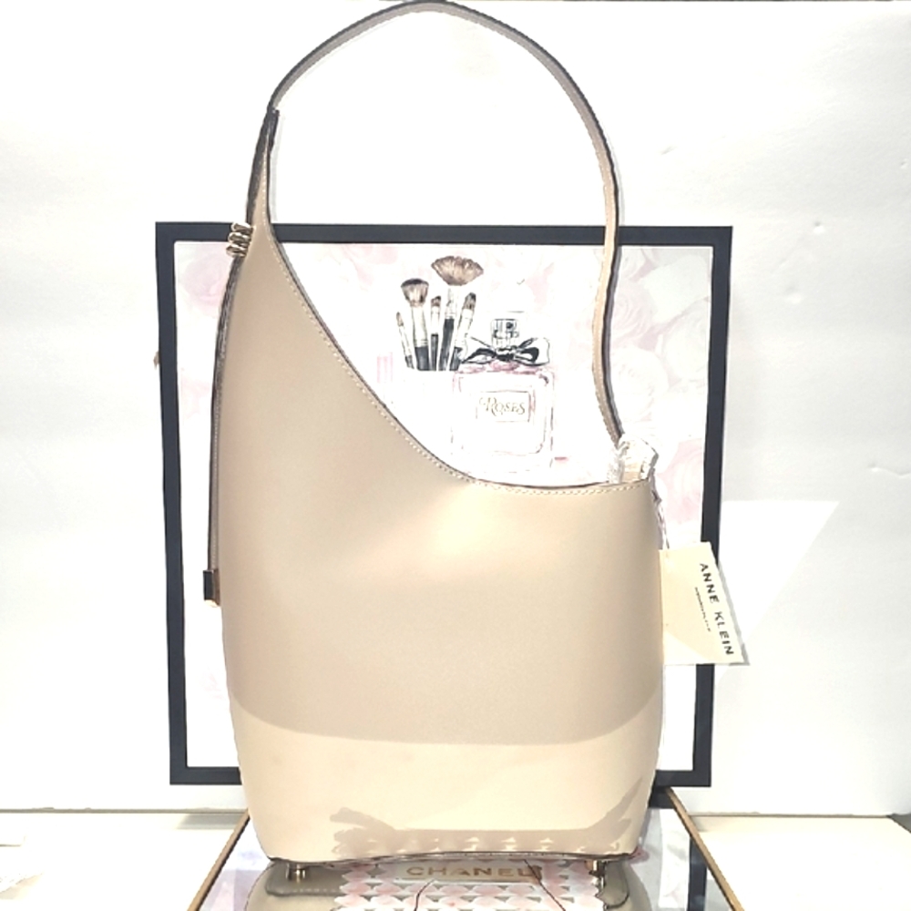 Anne Klein Taupe-Tan Shoulder Architectural Handbag Bag Purse NWT‎